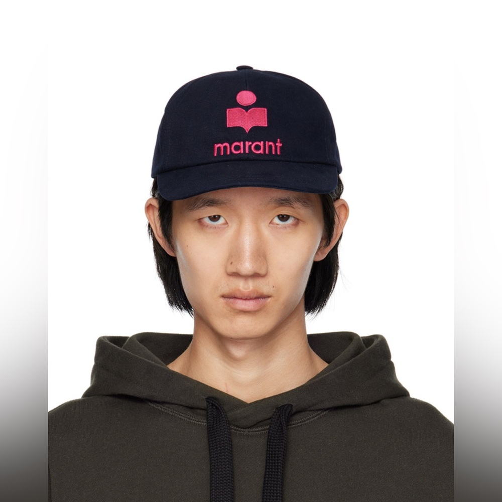 Isabel Marant Navy and Pink Logo Hat